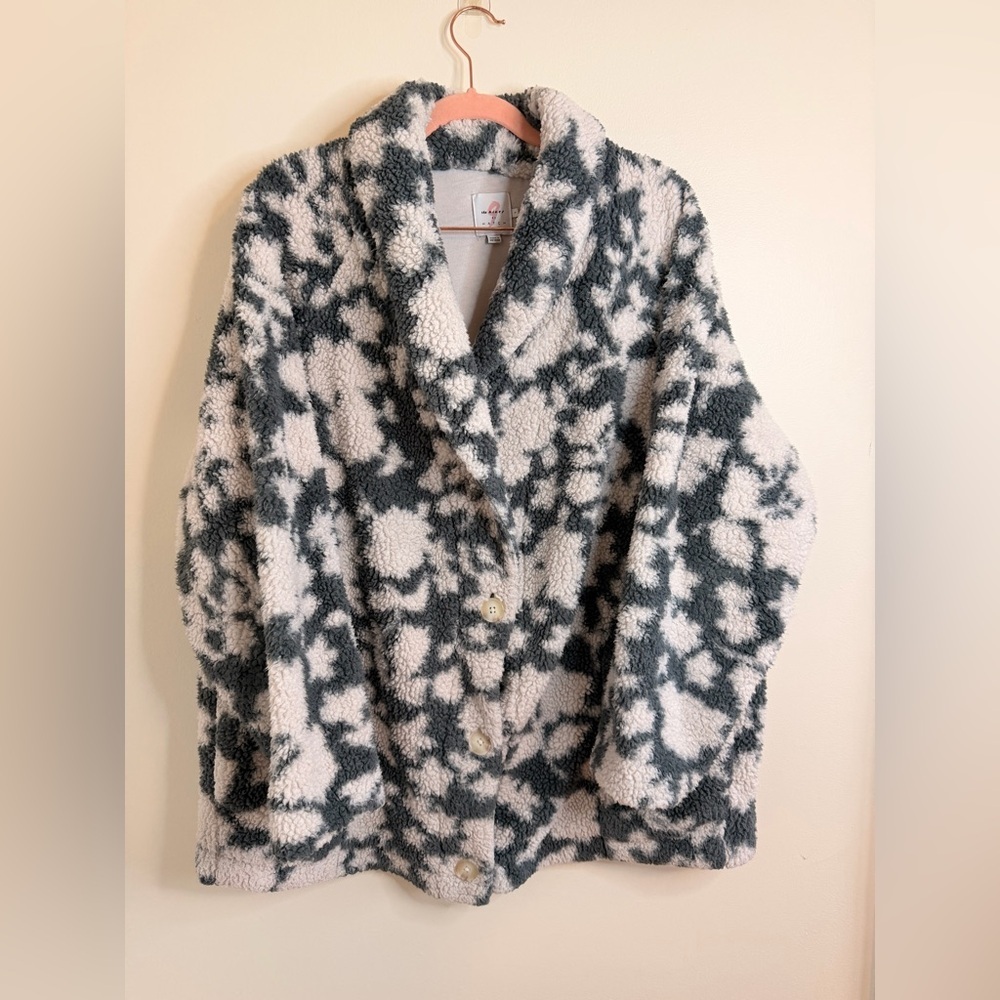 The Nines by HATCH Black and Cream Teddy Jacket